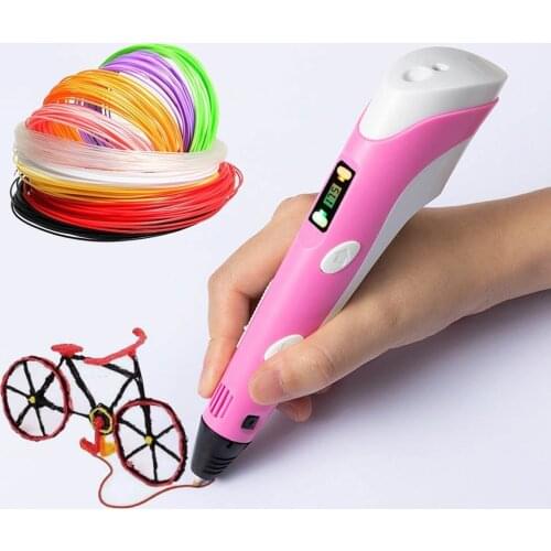 Creative 3D Printing Pen with PLA Filaments Adjustable Temperature Drawing Pen Kids Birthday Educational Toy