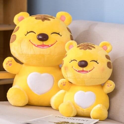 Cute creative tiger plush doll kawaii smile funny animal plush pillow home office decoration holiday gift