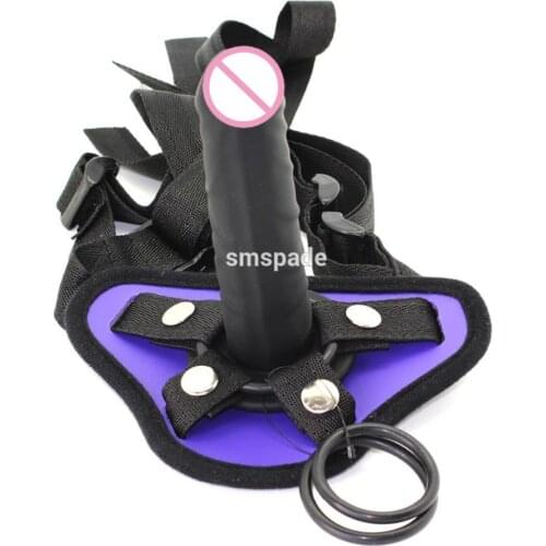 SMSPADE 130*35mm Purple PU strap on dildo, Strap on female harness for big dildo,Strap On accessory for Sex Toys For lesbian