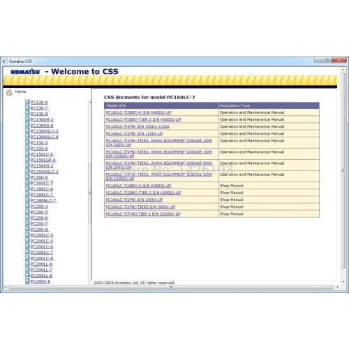 Komatsu CSS Construction Excavators Medium Size Shop Manuals