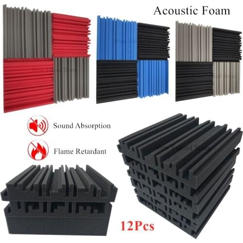 12Pcs 30x30x5cm Studio Acoustic Foam Flame Retardant High Hensity Broadband Soundproof Foam Sponge Wall Decoration Sponge
