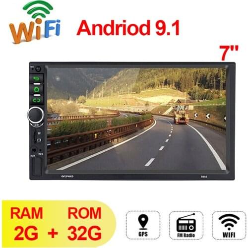 Universal 2 Din Autoradio Multimedia Player 7" Android 9.1 Car Stereo Radio MP5 Navigation GPS WIFI Bluetooth Touch Screen Audio