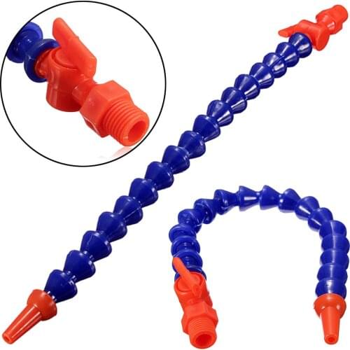 High Quality 1/4 Round Nozzle Flexible Plastic Oil Water Coolant Pipe Hose CNC + Switch 30cm