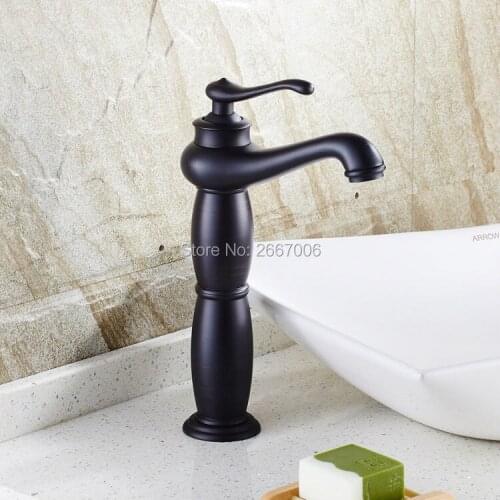 GIZERO Latin Style High Quality Black Faucet Single Handle Copper Mixer Tap Hot & Cold Water Faucet torneira GI608