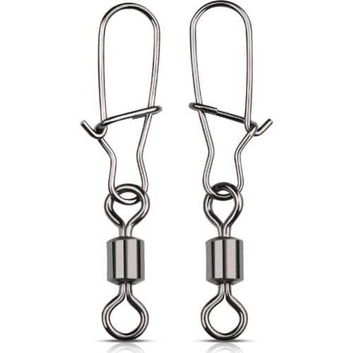 XIAOSHU 30PCS 1#-12# Stainless Steel Fishing Connector Pin Bearing Rolling Swivel Snap Pins Fishing Tackle Accessories