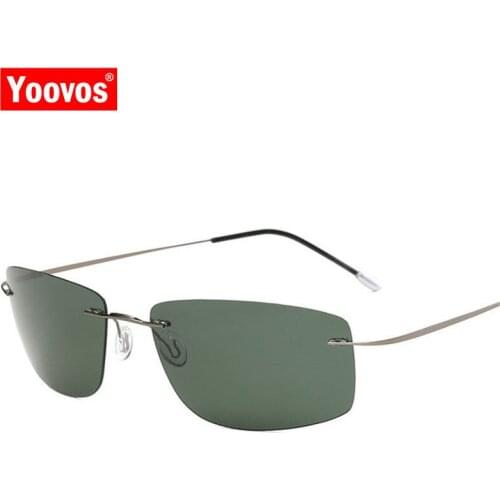 Yoovos 2021 Polarized Titanium Rimless Sunglasses Men Luxury Man/Women Sun Glasses TAC Classic Vintage Shopping Outdoor UV400