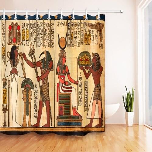Shower Curtain African Ancient Egypt Pharaoh Khufu Pyramid Portrait Mural Mildew-proof Waterproof Home Decor Bath Products