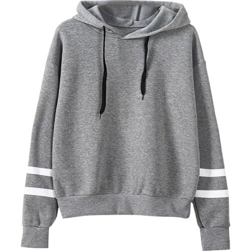 Women Hoodies Crewneck Clothes New Style Ladies Cuff Striped Hooded Warm Pocket Hooded Jacket Casual Pullover Sweatshirt