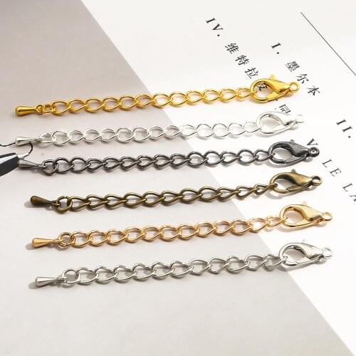 10pcs 6 color Tone Extended Extension Tail Chain Lobster Clasps Connector For DIY Jewelry Making Bracelet Necklace Base Tray