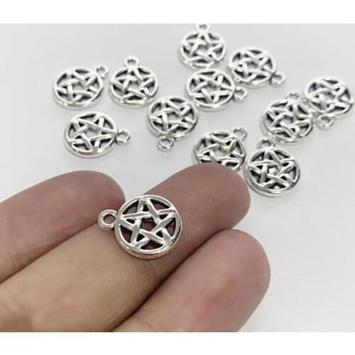 10pcs Wholesale Tiny Pentagram Charms Alloy Metal Wicca Pendants For DIY Handmade Jewelry Accessories Making 15x12mm