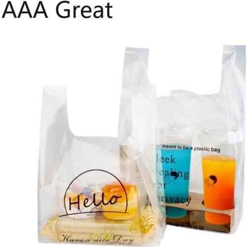 100Pcs/Lot Gifts Bags Plastic Pouches Shopping Package Bag Shoes Clothing Store Handle Wedding Food Party Supermarket