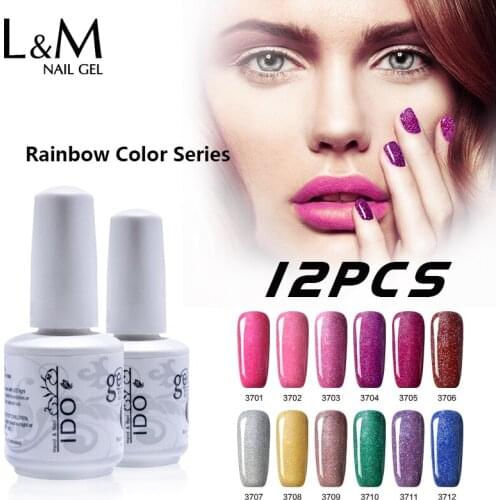 12 Pcs Lot Rainbow Color Series Shinning Colours China Supplier Wholesale Lowest Price Nails Polish Varnish Good Quality