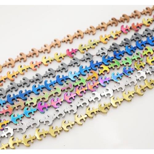 30pcs 12x11x3.5mm Natural Stone Hematite Anchor Shape No Magnetic Spacer Beads DIY Making bracelet necklace jewelry Finding