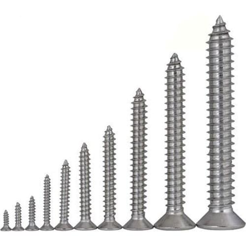 50pcs M1 M1.2 M1.4 Miniature Countersunk head tapping Phillips screws 304 stainless steel Flat heads screw 3mm-8mm Length
