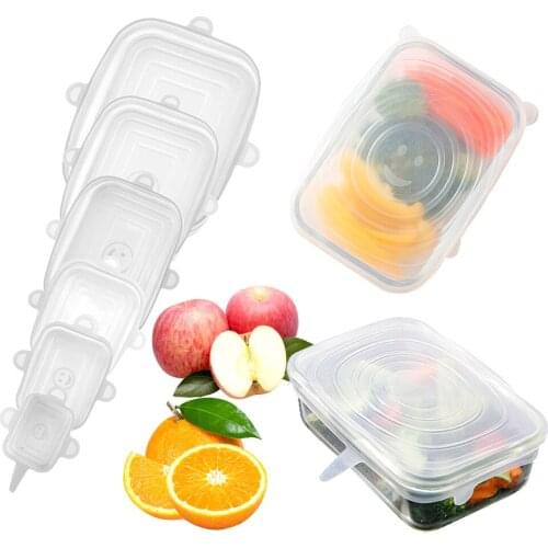 6 Pcs Silicone Food Seal Wrap Bowl Pot Lid Stretch Lids Reusable Keeping Food Fresh Cover