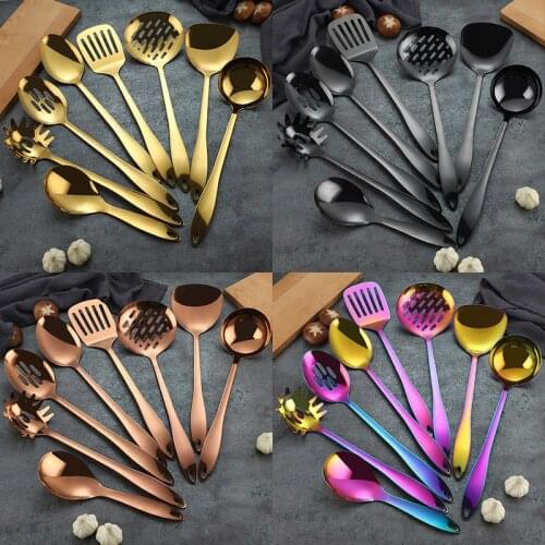 8 pieces of titanium-plated stainless steel kitchenware set cooking spatula kitchen utensils kitchen tools kitchen gadgets