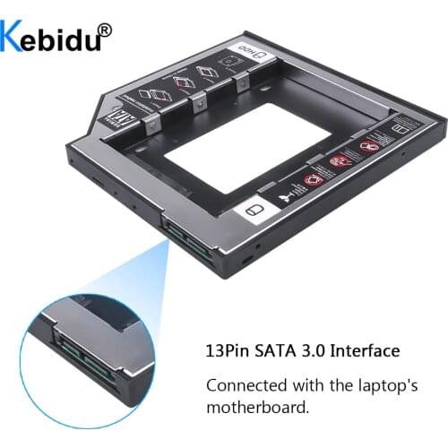 Aluminum Alloy & Plastic 9.5mm 2nd HDD Caddy SATA To SATA 3.0 For Laptop DVD/CD-ROM Optical Bay 2.5" HDD SSD Case