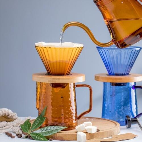 Hand-made stained glass hand punch pot household drip coffee pot graduated garland coffee pot for 4 people