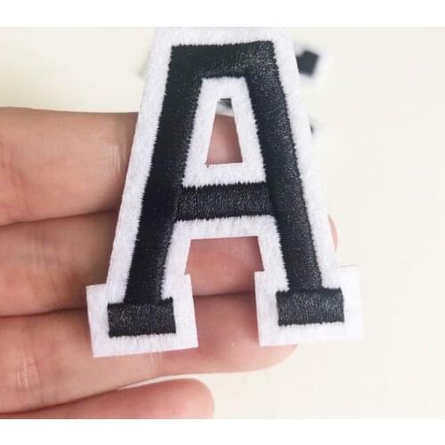 Black Letters Sew On Patch Alphabet Embroidered Applique For Jacket Bag Diy Sticker Clothes Pattern Decal Iron On Name Patches