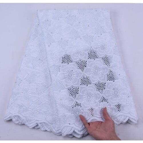 Pure white Swiss Voile Lace In Switzerland French Net Flowers African Dry Stones Cotton Lace Fabric French Nigerian Milk Silk