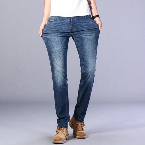 Sulee Brand Business Jeans Autumn Stretch Slim Denim Pants Mens Casual Full Casual Jeans