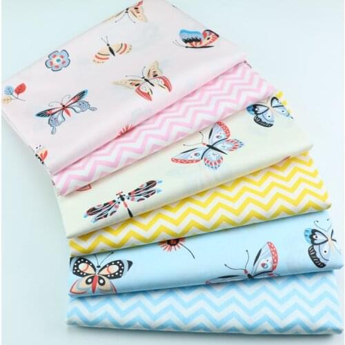 Butterfly Printed Cotton Fabric DIY Tissue Patchwork Telas Sewing Baby Toy Bedding Quilt Tecido The Cloth Tilda