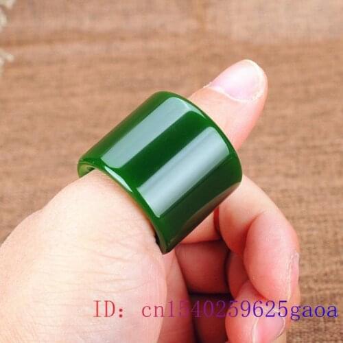 Hetian Jade Ring Fashion Chinese Gifts Charm Crafts Jewelry Carved Amulet Jadeite Natural