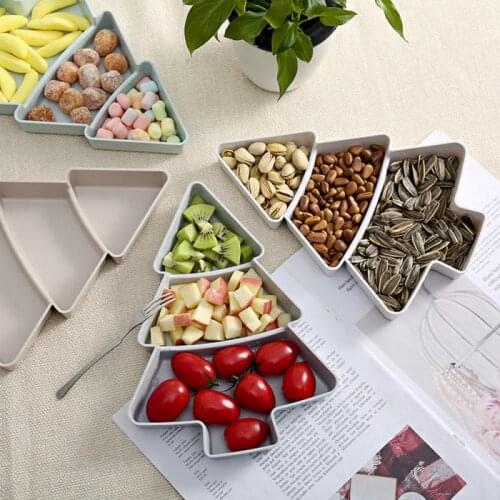 Creative Christmas Tree Shape Candy Snacks Walnuts Seeds Plastic Fruit Dishes Plates Bowl Breakfast Tray Home Kitchen Supplies