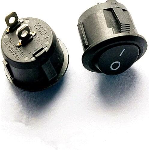 20PCS/LOT Round Rocker Switch KCD1-105 Black 2 feet 2 files rocker switch 10A/125V 6A/250V