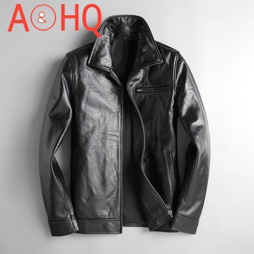 100% Genuine Leather Jacket Men Autumn Spring Cowhide Leather Coat Short Mens Jackets Clothing Fashion 2021 Veste Homme