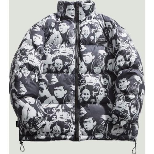 Winter Tie Dye Jacket Parkas Mens Streetwear Hip Hop Padded Warm Hooded Windbreaker Coats Harajuku Oversize Loose Outwear Unisex