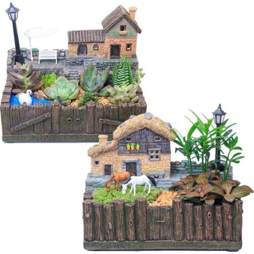 Micro Landscape Flower Pot Succulents Planting Pots Desktop Decor Excluded Flowers Home Garden Decoration