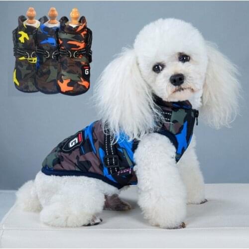 Fashion Pet Coat Winter Puppy Jacket With Harness Camouflage Vest Teddy Chihuahua Clothes For Small Medium Dogs Warm Costume