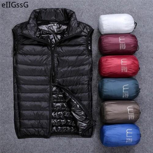 Fashion Men Down Jacket Sleeveless Vest Portability Spring Fashion Casual Coats Male Cotton-Padded Mens Vest Thicken Waistcoat