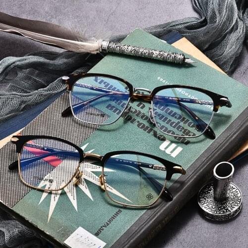 Top Quality Brand Designer Ultralight Titanium Optical Glasses Frame Mens Retro Eyeglasses Female Prescription Myopia Spectacle