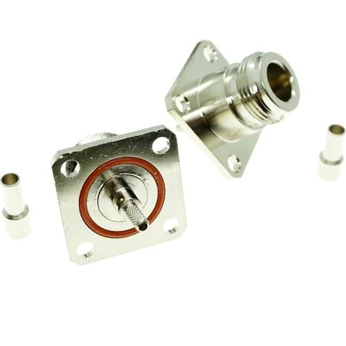 N Female Jack 4-hole 25mm Flange Crimp RG174 RG316 LMR100 Cable RF Connector 25*25mm