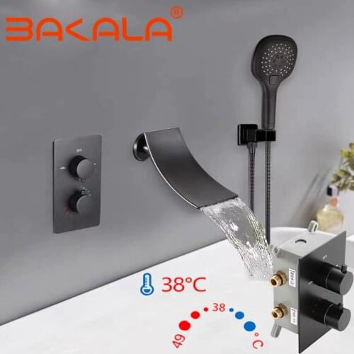 Constant temperature Bathroom Set Bathtub Faucet Bath Shower Faucet Bathtub Tap Mixer Water In Wall Waterfall Faucet Concealed