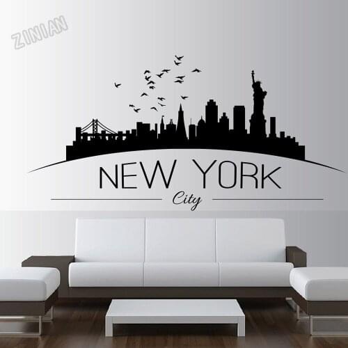 New York Skyline Wall Sticker Bedroom Lounge Wall Art Decor Creative Home Interial Window Decals For Living Room Decoration Y242