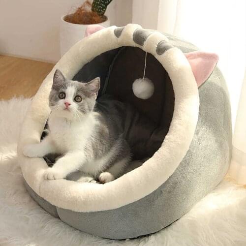 New Cat Bed Warm Pet Basket Kitten Lounger Cushion Cat House Tent Soft For Washable Cave Kattenmand Tapis Panier Chat Tout Doux