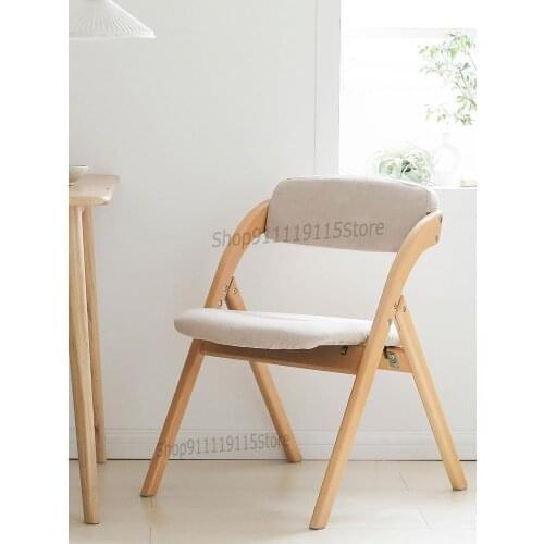 Solid Wood Dining Chair Nordic Simple Back Home Computer Desk Chair Folding Chair Modern Restaurant Leisure Chair