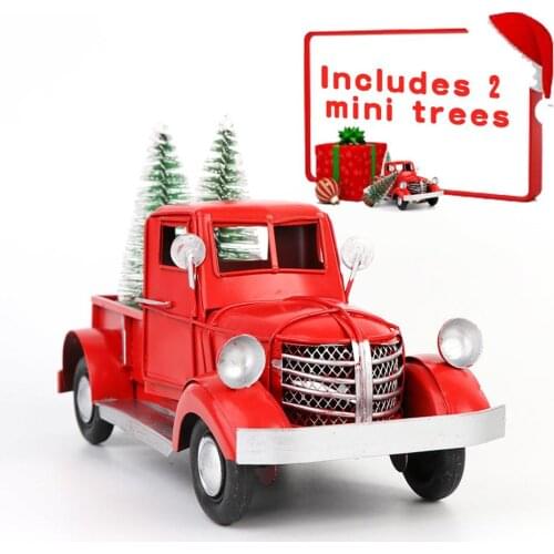 OurWarm DIY Table Christmas Decoration Vintage Red Truck Mini Felt Christmas Tree Santa Claus Kids Toys New Year Product Navidad
