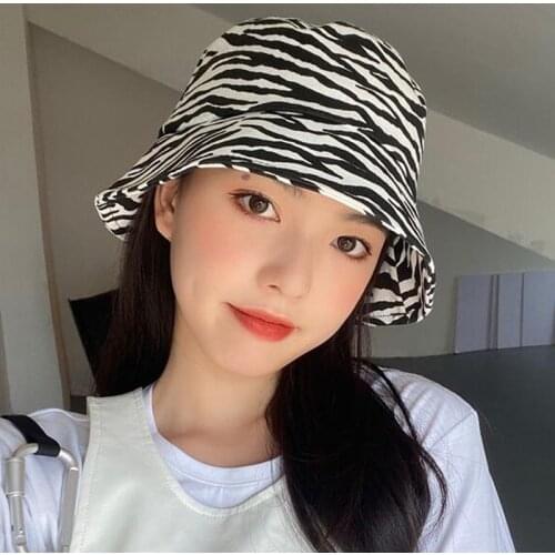 Hip Hop outdoor travel panama cap Sun caps for men Women Fashion summer cotton bucket hat dairy cow Striped print Fisherman Hats