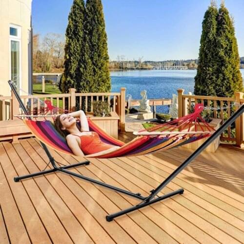 Outdoor Canvas Hammock Stand Multi-functional Practical Hammock Frame Camping Sleep Swing Hanging Bed Garden Furniture HWC