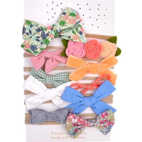 1 Set Hot Multiple Style Baby Headbands Cotton Nylon Bowknot Flower Cloth Elastic Hair Band Headwear Hair Accessories