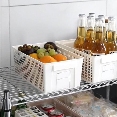 Rectangular Net Storage Crates without Lid Hollow-Out Storage Basket Stackable Multi-function Container Portable Space Saving