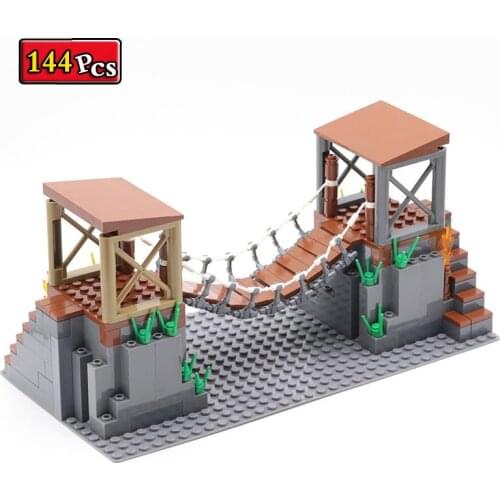 WW2 Military Series Army Military Engineering Chain Bridge MOC Accessories Building Blocks Bricks Toys Gifts