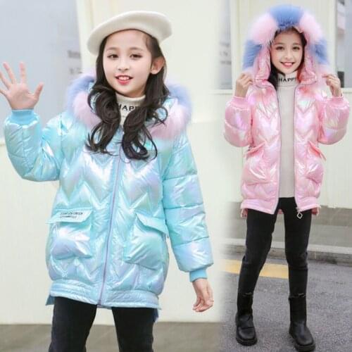 New Girls Warm Winter Fur Hooded Jacket Coat for 3T 4 5 6 7 8 9 10 12 Yrs Waterproof Windproof Girl Outerwear Casual Down Parkas