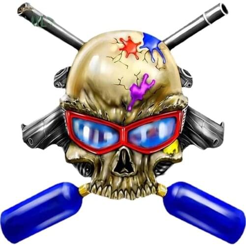 Skull Paintball Personality Creative Car Sticker Waterproof Decal Vinyl Material Car Door Surfboard Decal Laptop Decal Kk13*13cm