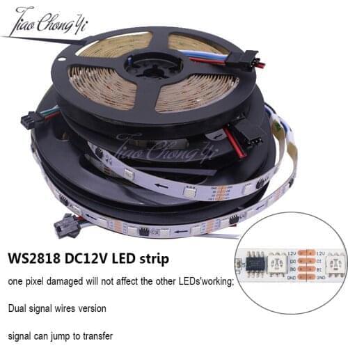 WS2818 IC DC12V 5050 RGB Full color LED strip light breakpoint continuous 30 60LEDs/M Pixel Digital Flexible Strip Smart Tape