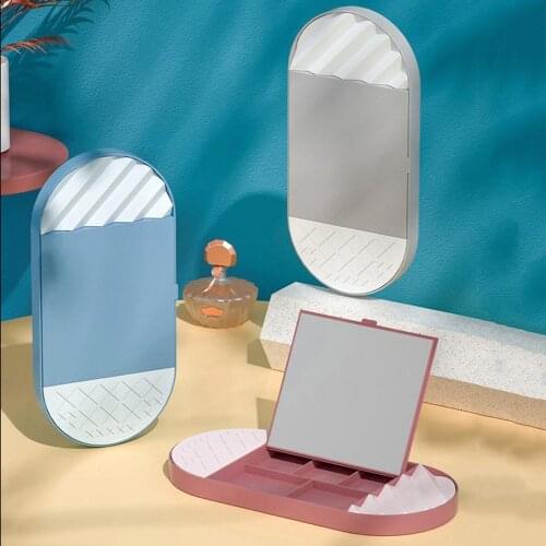 Women Multi-grid Cosmetic Lipstick Storage Box Holder Organizer Makeup Organizer Container with Mirror